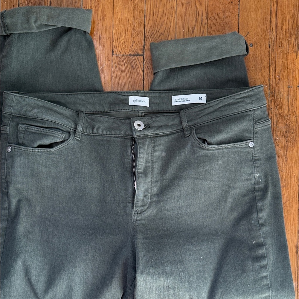 J. Jill Olive Green Boyfriend Jeans